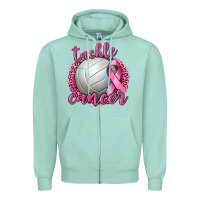 Seafoam Tackle Cancer Volleyball Zipper Hoodie - texasbilliewilder