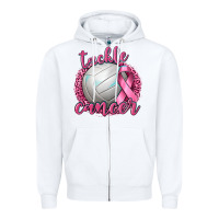 White Tackle Cancer Volleyball Zipper Hoodie - texasbilliewilder