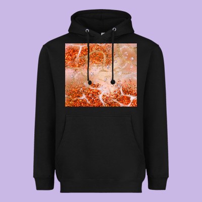 Orange Glitter Heavyweight Hoodie Designed By Jahusdesignshop