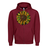 Burgundy camouflage flitter sunflowers Zipper Hoodie - RanaPortraitStore
