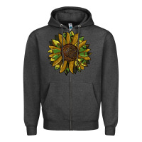Charcoal Heather camouflage flitter sunflowers Zipper Hoodie - RanaPortraitStore