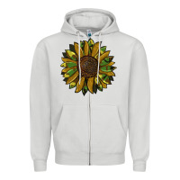 Dove Grey camouflage flitter sunflowers Zipper Hoodie - RanaPortraitStore