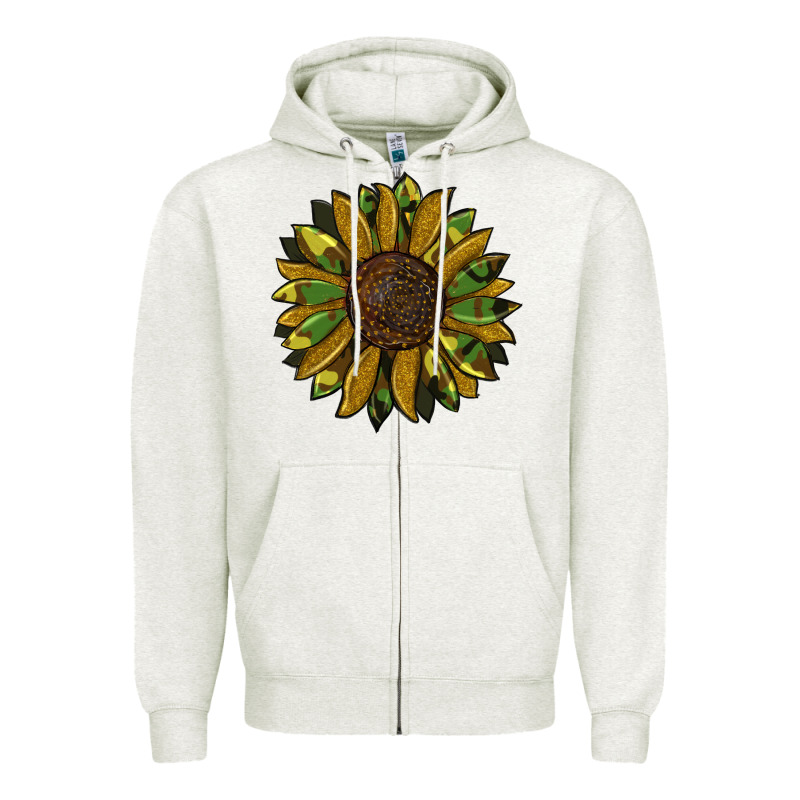 Camouflage Flitter Sunflowers Zipper Hoodie by RanaPortraitStore | Teevron