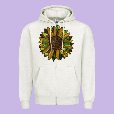 Camouflage Flitter Sunflowers Zipper Hoodie Designed By Ranaportraitstore