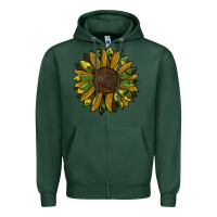 Sports Green camouflage flitter sunflowers Zipper Hoodie - RanaPortraitStore
