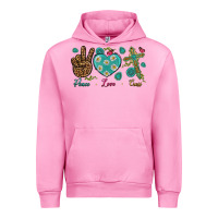 Fuchsia Pink peace love cross Urban Hoodie - NancyCooperArtShop