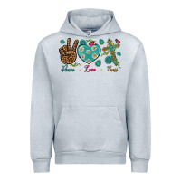Heather Grey peace love cross Urban Hoodie - NancyCooperArtShop