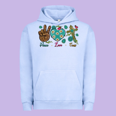Peace Love Cross Urban Hoodie Designed By Nancycooperartshop