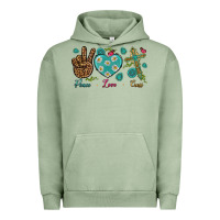 Pigment Oil Green peace love cross Urban Hoodie - NancyCooperArtShop