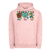 Pigment Salmon peace love cross Urban Hoodie - NancyCooperArtShop