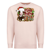 Pale Pink merry christmas y'all cow Premium Sweatshirt - Artiststas
