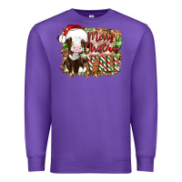 Purple merry christmas y'all cow Premium Sweatshirt - Artiststas