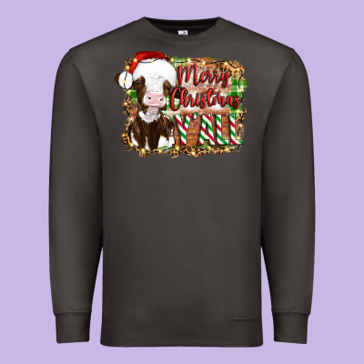 Merry Christmas Y'all Cow Premium Sweatshirt Designed By Artiststas