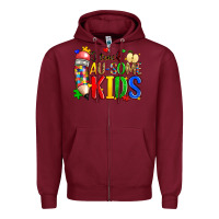 Burgundy i teach au some kids Zipper Hoodie - Zillion Design Studio