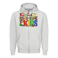 Dove Grey i teach au some kids Zipper Hoodie - Zillion Design Studio