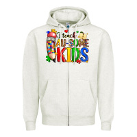 Oatmeal Heather i teach au some kids Zipper Hoodie - Zillion Design Studio