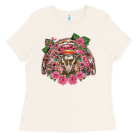 Bone pink floral baby goat rainbow Ladies Tee - BarkalooDesign