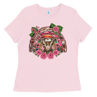 Bubblegum Pink pink floral baby goat rainbow Ladies Tee - BarkalooDesign