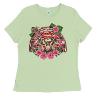 Pink Floral Baby Goat Rainbow Ladies Tee | Teevron