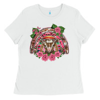 White pink floral baby goat rainbow Ladies Tee - BarkalooDesign