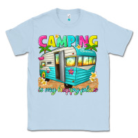 Dusty Blue camping is my happy place Classic Tee - texasbilliewilder