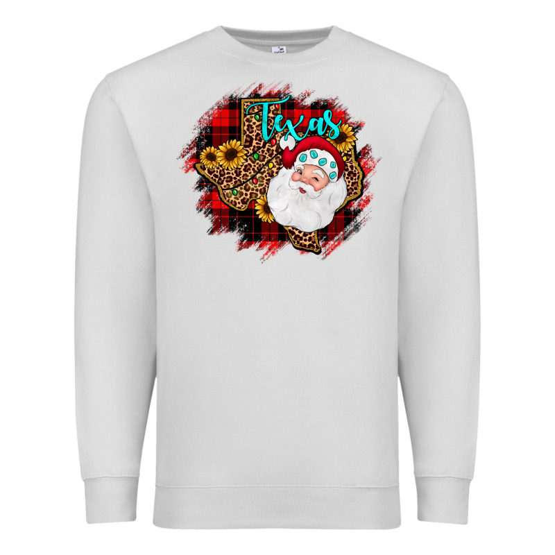 Texas Santa Wood Slice Ornament Premium Sweatshirt by JahusDesignShop | Teevron
