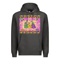 Charcoal Heather mardi gras bead dogs Premium Hoodie - MaliasSmallBusiness