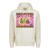 Oatmeal Heather mardi gras bead dogs Premium Hoodie - MaliasSmallBusiness