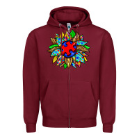 Burgundy autism sunflower Zipper Hoodie - Zillion Design Studio