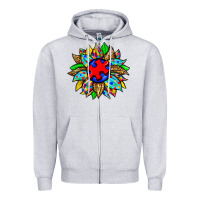 Heather Grey autism sunflower Zipper Hoodie - Zillion Design Studio