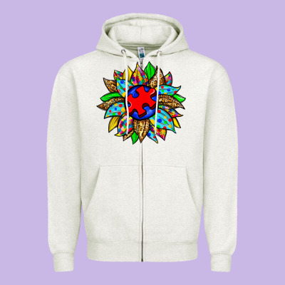 Autism Sunflower Zipper Hoodie Designed By Zillion Design Studio