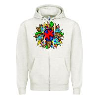 Oatmeal Heather autism sunflower Zipper Hoodie - Zillion Design Studio