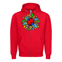 Red autism sunflower Zipper Hoodie - Zillion Design Studio