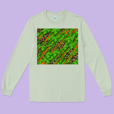 Long Sleeve Tee Distressed Shamrock And Leopard