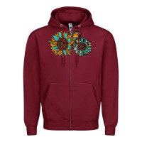 Burgundy western sunflowers Zipper Hoodie - RanaPortraitStore