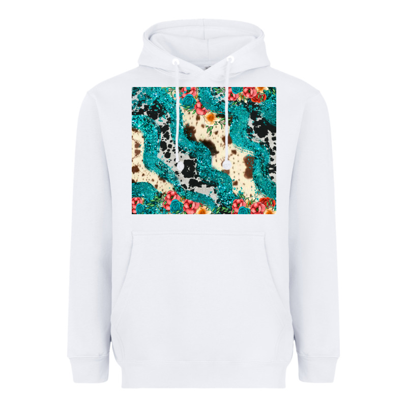 Turquoise Glitter Cowhide Heavyweight Hoodie by JahusDesignShop | Teevron