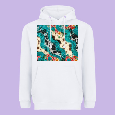 Turquoise Glitter Cowhide Heavyweight Hoodie Designed By Jahusdesignshop