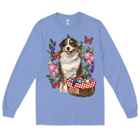 Colony Blue Easter Aussie Australian Shepherd Long Sleeve Tee - RanaPortraitStore