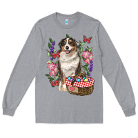 Heather Grey Easter Aussie Australian Shepherd Long Sleeve Tee - RanaPortraitStore