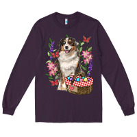 Plum Easter Aussie Australian Shepherd Long Sleeve Tee - RanaPortraitStore