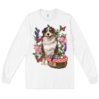White Easter Aussie Australian Shepherd Long Sleeve Tee - RanaPortraitStore