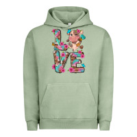 Pigment Oil Green love little cute cow Urban Hoodie - NancyCooperArtShop