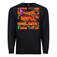 Black halloween witch hats leopard seamless pattern Premium Sweatshirt - BundleAndBundleShop