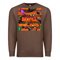 Chestnut halloween witch hats leopard seamless pattern Premium Sweatshirt - BundleAndBundleShop