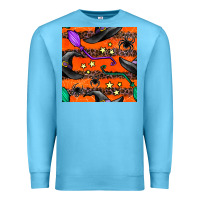 Ocean Blue halloween witch hats leopard seamless pattern Premium Sweatshirt - BundleAndBundleShop