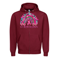 Burgundy We Fight Together Rainbow Zipper Hoodie - texasbilliewilder