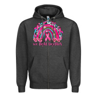 Charcoal Heather We Fight Together Rainbow Zipper Hoodie - texasbilliewilder