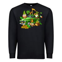 Black st patricks gnomes  with farm truck Premium Sweatshirt - AdoDesignShop
