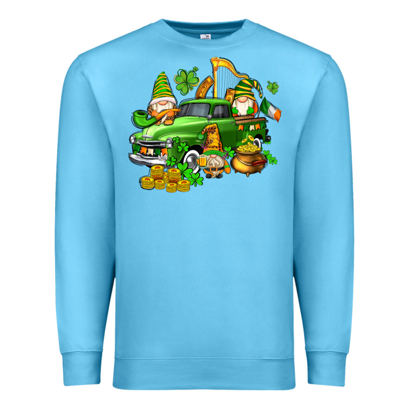 St Patricks Gnomes  With Farm Truck Premium Sweatshirt by AdoDesignShop | Teevron