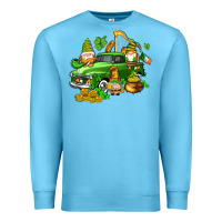 Ocean Blue st patricks gnomes  with farm truck Premium Sweatshirt - AdoDesignShop